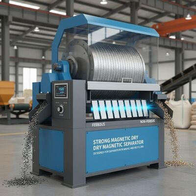 Strong Magnetic Dry Magnetic Separator Độ cường độ từ trường có thể tùy chỉnh được thiết kế để tách trong khai thác mỏ và tái chế
