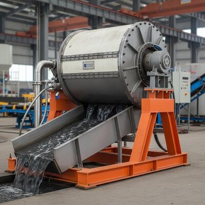 Máy tách nam châm ướt ngang hoặc nghiêng có cấu trúc hình trụ và cách điện hạng E thích hợp cho chế biến khoáng sản