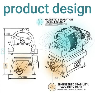 Năng lượng trường từ cao Máy tách mảng ướt Magnetic Separator Vertical Magnetic Field Direction Được thiết kế cho các quy trình tách khoáng sản